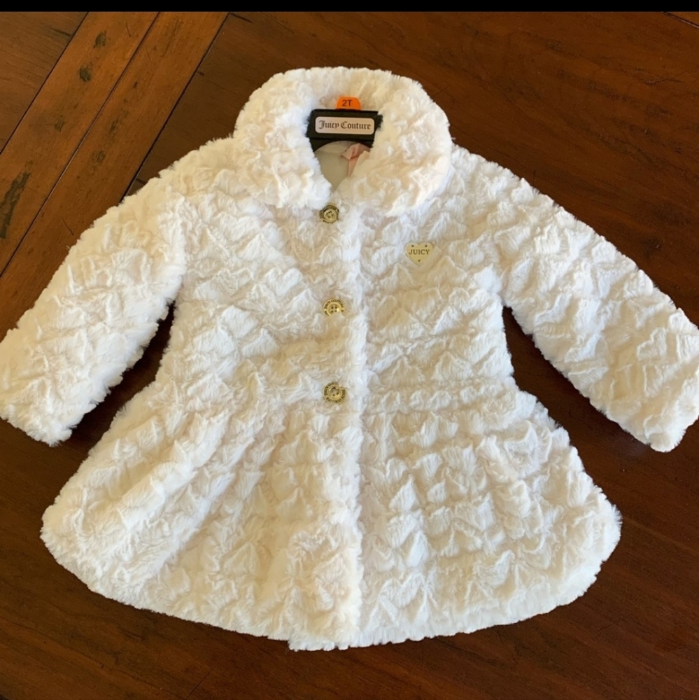 Juicy Couture toddler girl white fur dress coat - Picture 2 of 4